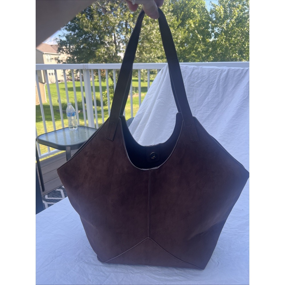 Universal Thread Faux Suede Hobo Shoulder Bag Cognac Brown Large Tote